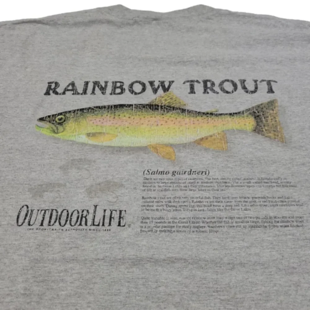Vintage Outdoor Life Shirt Size XL Rainbow Trout Graphic Tee Graphic Print Shirt